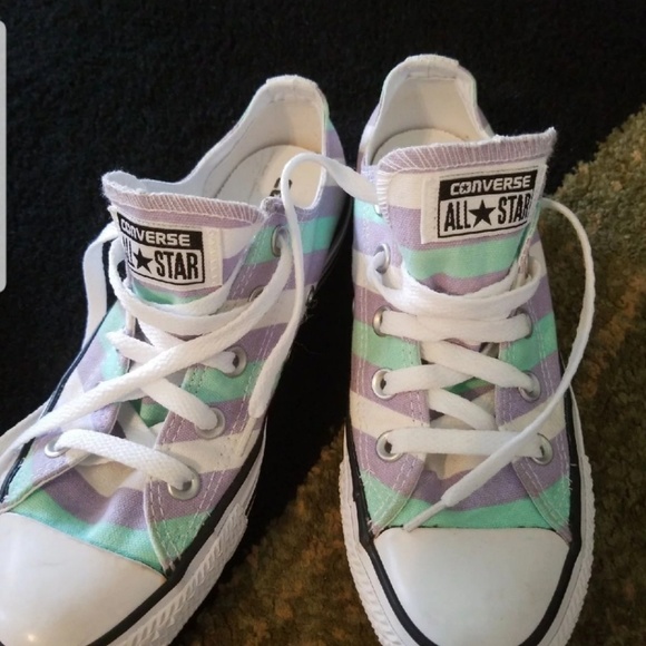 Converse Shoes - Converse mint/ purple stripe all star